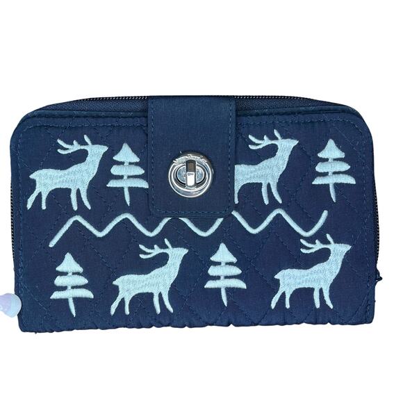 HTF Vera Bradley Merry Mischief Snow Day RFID Turnlock Wallet NWOT - Picture 2 of 11